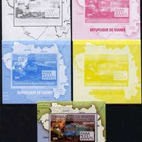 Guinea - Conakry 2009 Opening of Saka Higashi Line individual deluxe sheet #3 - the set of 5 imperf progressive proofs comprising the 4 individual colours plus all 4-colour composite, unmounted mint