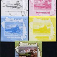 Guinea - Conakry 2009 Opening of Saka Higashi Line individual deluxe sheet #4 - the set of 5 imperf progressive proofs comprising the 4 individual colours plus all 4-colour composite, unmounted mint