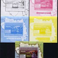 Guinea - Conakry 2009 Opening of Saka Higashi Line individual deluxe sheet #5 - the set of 5 imperf progressive proofs comprising the 4 individual colours plus all 4-colour composite, unmounted mint