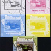 Guinea - Conakry 2009 Opening of Saka Higashi Line individual deluxe sheet #6 - the set of 5 imperf progressive proofs comprising the 4 individual colours plus all 4-colour composite, unmounted mint