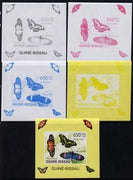 Guinea - Bissau 2009 Butterflies individual deluxe sheet #3 - the set of 5 imperf progressive proofs comprising the 4 individual colours plus all 4-colour composite, unmounted mint