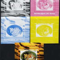 Mali 2010 Year of the Tiger individual deluxe sheet #2 with Olympic Rings the set of 5 imperf progressive proofs comprising the 4 individual colours plus all 4-colour composite, unmounted mint