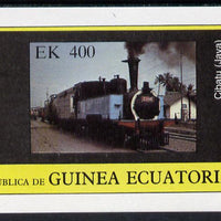 Equatorial Guinea 1977 Locomotives imperf deluxe sheet (400ek value) unmounted mint