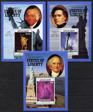 St Vincent 1986 Statue of Liberty set of 3 m/sheets unmounted mint SG MS 1044