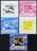 Comoro Islands 2009 French Celebrities individual deluxe sheet #2 - Charles de Gaulle & Concorde,- the set of 5 imperf progressive proofs comprising the 4 individual colours plus all 4-colour composite, unmounted mint as Michel 2239