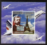 Comoro Islands 2009 French Celebrities individual imperf deluxe sheet #3 - Gustav Eiffel & Concorde unmounted mint as Michel 2240