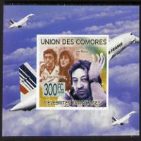 Comoro Islands 2009 French Celebrities individual imperf deluxe sheet #4 - Serge Gainsbourg & Concorde unmounted mint as Michel 2241