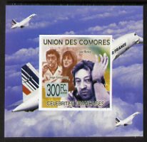 Comoro Islands 2009 French Celebrities individual imperf deluxe sheet #4 - Serge Gainsbourg & Concorde unmounted mint as Michel 2241