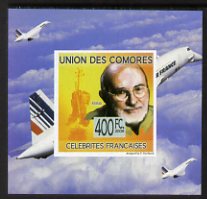 Comoro Islands 2009 French Celebrities individual imperf deluxe sheet #5 - Arman & Concorde unmounted mint as Michel 2242