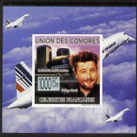 Comoro Islands 2009 French Celebrities individual imperf deluxe sheet #6 - Philippe Starck & Concorde unmounted mint as Michel 2243