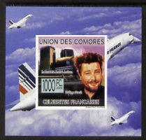 Comoro Islands 2009 French Celebrities individual imperf deluxe sheet #6 - Philippe Starck & Concorde unmounted mint as Michel 2243