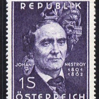 Austria 1962 Death Centenary of Johann Nestroy (painter) unmounted mint, SG 1386