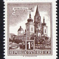 Austria 1957-70 Mariazell Basilica 1s light brown from Buildings def set unmounted mint, SG 1302