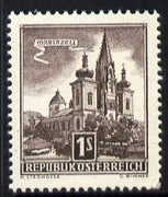 Austria 1957-70 Mariazell Basilica 1s sepia from Buildings def set unmounted mint, SG 1303