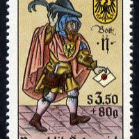 Austria 1967 Stamp Day - The Letter-carrier (from playing card) unmounted mint, SG 1515