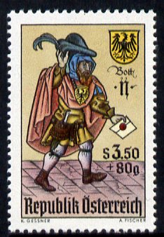 Austria 1967 Stamp Day - The Letter-carrier (from playing card) unmounted mint, SG 1515