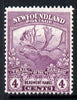 Newfoundland 1919 Caribou 4c mouve lightly mounted mint, SG 133