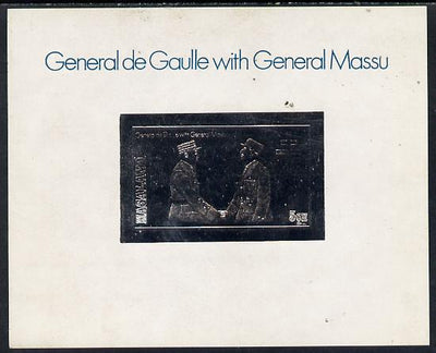 Nagaland 1979 De Gaulle with General Massu 5ch value embossed in silver on deluxe card