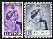 Cyprus 1948 KG6 Royal Silver Wedding set of 2 mounted mint SG 166-7
