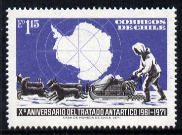 Chile 1972 10th Anniversary of Antarctic Treaty 1e15 unmounted mint, SG 687