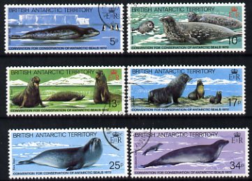 British Antarctic Territory 1983 Antarctic Seal Conservation set of 6 fine used, SG 113-18