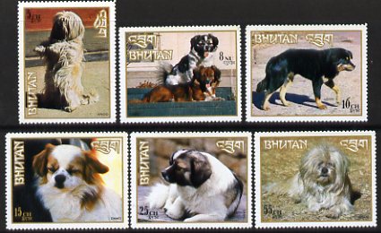 Bhutan 1972 Dogs perf set of 6,,SG 270-75 unmounted mint