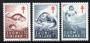 Finland 1961 Tuberculosis Relief Fund set of 3 (Muskrat, Otter, Seal) unmounted mint, SG 627-29