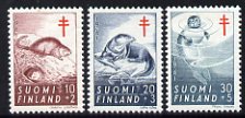 Finland 1961 Tuberculosis Relief Fund set of 3 (Muskrat, Otter, Seal) unmounted mint, SG 627-29