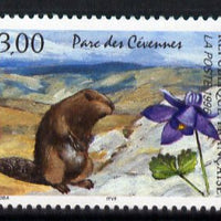 France 1996 Eurasian Beaver and Columbine 3f from National Parks set unmounted mint, SG3318