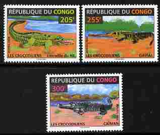 Congo 1996 Crocodiles perf set of 3 unmounted mint