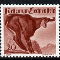 Liechtenstein 1946 Chamois 20r from Wildlife set mounted mint, SG 255