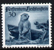 Liechtenstein 1946 Alpine Marmot 30r from Wildlife set unmounted mint, SG 256