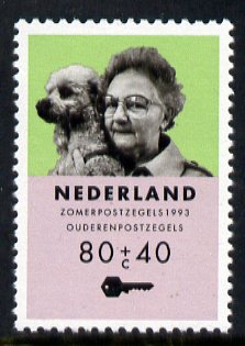 Netherlands 1993 Elderley woman with Dog 80c + 40c from Welfare Fund set, unmounted mint, SG 1679
