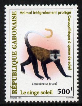 Gabon 1996 Sun-tailed monkey 500f unmounted mint