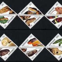 Surinam 1991 Snakes set of 12 in se-tenant triangular pairs unmounted mint, SG 1492-1503