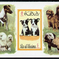 Ras Al Khaima 1971 Dogs 5R imperf miniature sheet, unmounted mint, Mi Bl 104
