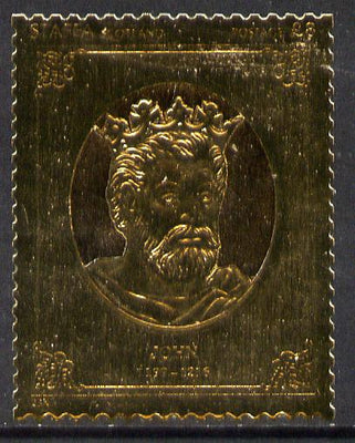 Staffa 1977 Monarchs £8 John embossed in 23k gold foil (Rosen #474) unmounted mint