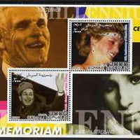 Somalia 2001 In Memoriam - Princess Diana & Walt Disney #16 perf sheetlet containing 2 values with Ted Turner & Barbara Streisand in background unmounted mint