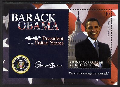 Grenada - Grenadines 2009 Inauguration of Pres Barack Obama perf m/sheet unmounted mint, SG MS3995