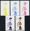 Nagaland 1974 Military Uniforms 10c (Russian Chevaliers Garde 1796) set of 5 imperf progressive colour proofs comprising 3 individual colours (red, blue & yellow) plus 3 and all 4-colour composites unmounted mint