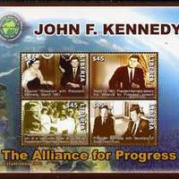 Liberia 2007 90th Birth Anniversary of John F Kennedy - The Alliance for Progress perf sheetlet of 4 unmounted mint