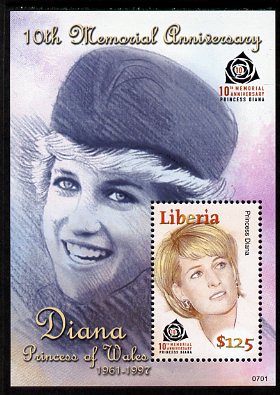 Liberia 2007 Diana, Princess of Wales 10th Memorial Anniversary perf m/sheet unmounted mint