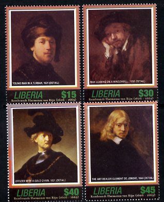 Liberia 2006 400th Birth Anniversary of Rembrandt Harmenz van Rijn set of 4 unmounted mint