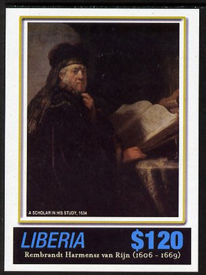Liberia 2006 400th Birth Anniversary of Rembrandt Harmenz van Rijn imperf sheetlet (A Scholar in his Study) unmounted mint