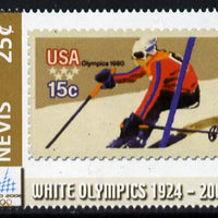 Nevis 2006 Downhill Skier 15c USA stamp on stamp 25c from Winter Olympics set unmounted mint, SG 1962
