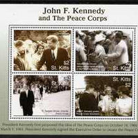 St Kitts 2007 90th Birth Anniversary of John F Kennedy perf sheetlet of 4 (JFK & the Peace Corps), unmounted mint SG 873a