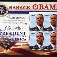 St Kitts 2009 Inauguration of Pres Barack Obama perf sheetlet of 4, unmounted mint SG MS971