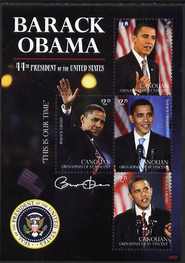 St Vincent - Canouan 2009 Inauguration of Pres Barack Obama perf sheetlet of 4 x $2.75 unmounted mint