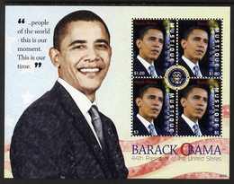 St Vincent - Mustique 2009 Inauguration of Pres Barack Obama perf sheetlet of 4 x $5 unmounted mint