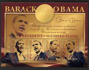 St Vincent - Bequia 2009 Inauguration of Pres Barack Obama perf sheetlet of 4 x $2.75 unmounted mint